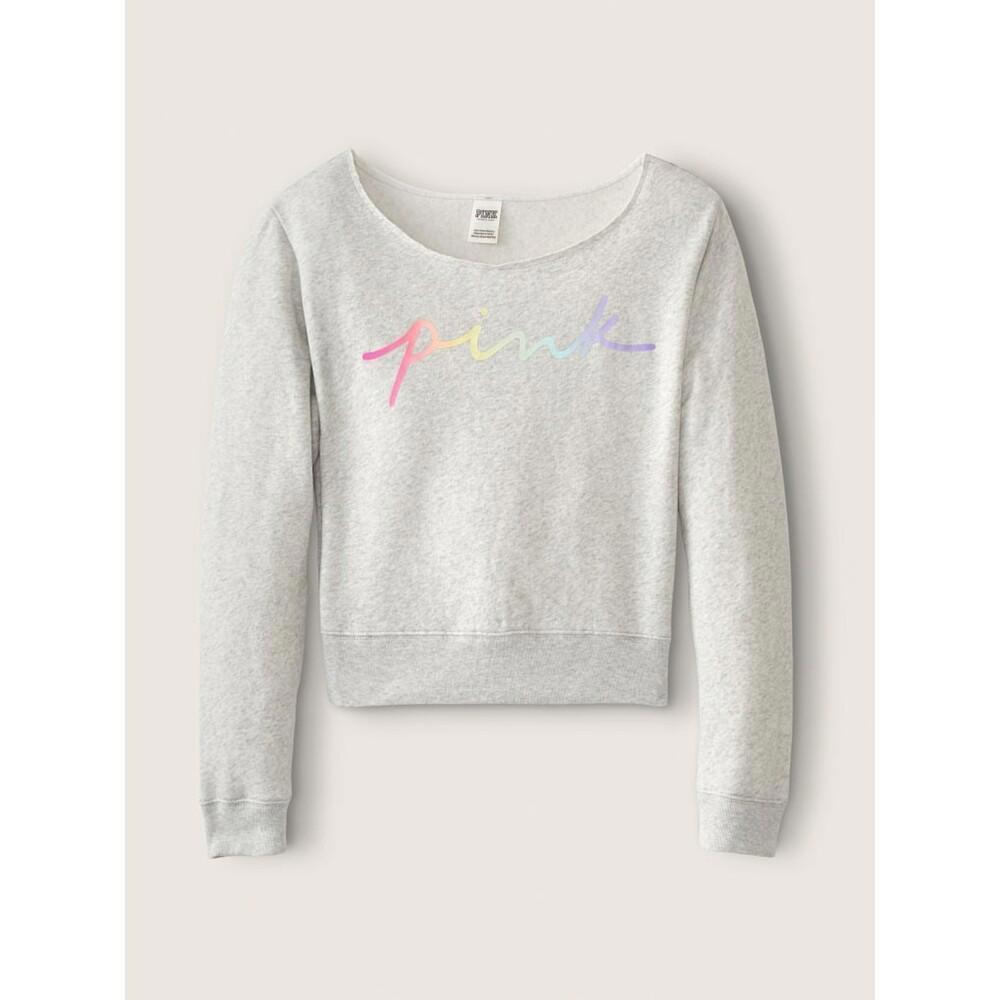VICTORA'S SECRET PINK FLEECE CROPPED SWEATSHIRT
